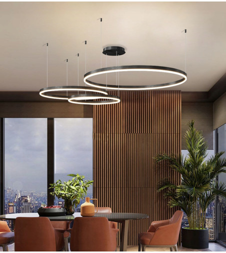 Czarna Lampa Regulowane Ringi SILVA EXT III | Elegancja i Nowoczesność