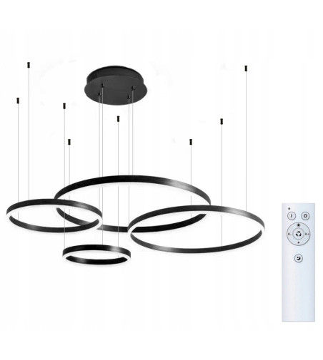 Elegancka Czarna Lampa z Aluminium 4 Ringi | SILVA EX IV 100 PRO