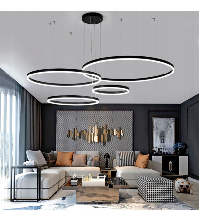 Elegancka Czarna Lampa z Aluminium 4 Ringi | SILVA EX IV 100 PRO
