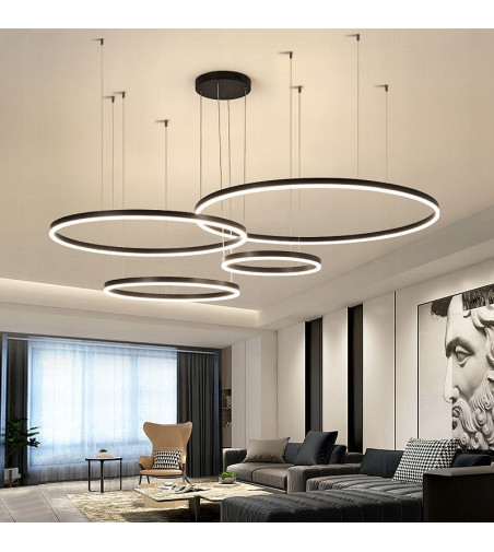 Elegancka Czarna Lampa z Aluminium 4 Ringi | SILVA EX IV 100 PRO