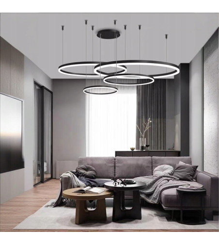 Elegancka Czarna Lampa z Aluminium 4 Ringi | SILVA EX IV 100 PRO