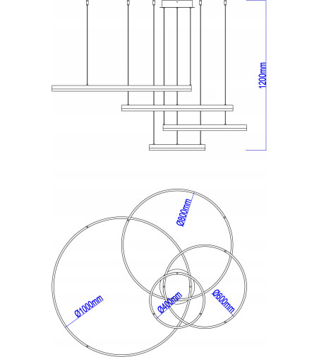 Elegancka Czarna Lampa z Aluminium 4 Ringi | SILVA EX IV 100 PRO