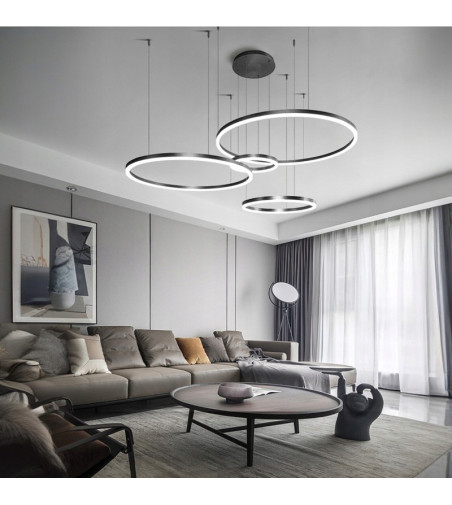 Elegancka Czarna Lampa z Aluminium 4 Ringi | SILVA EX IV 100 PRO