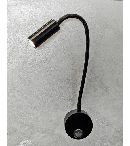 Flex czarna lampka ścienna LED z włącznikiem NOCNA NAD ŁÓZKO