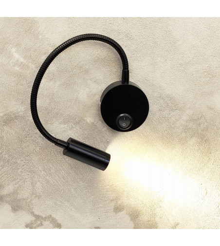 Flex czarna lampka ścienna LED z włącznikiem NOCNA NAD ŁÓZKO