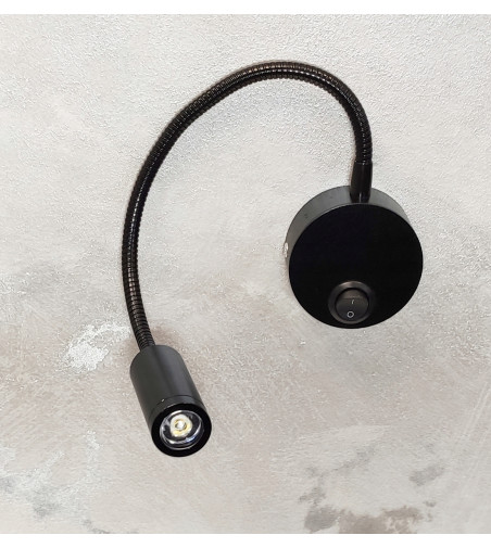 Flex czarna lampka ścienna LED z włącznikiem NOCNA NAD ŁÓZKO