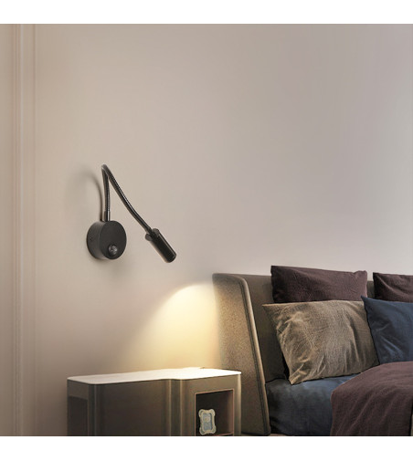 Flex czarna lampka ścienna LED z włącznikiem NOCNA NAD ŁÓZKO