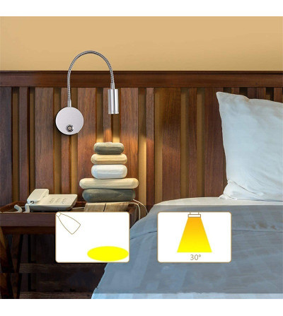 Flex lampka ścienna LED z włącznikiem Wobako NOCNA NAD ŁÓZKO