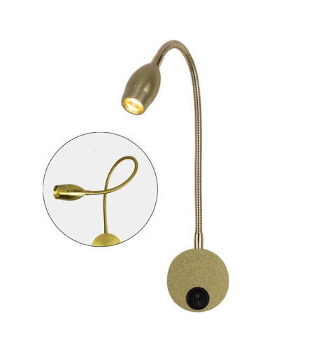 Flex kinkiet złota lampka nocna do czytania kierowana do sypialni LED 3W