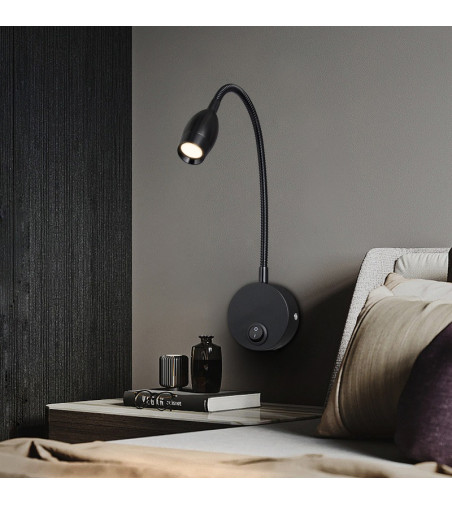 Flex lampka nocna do czytania Wobako Flexi czarna do sypialni kinkiet LED 3W