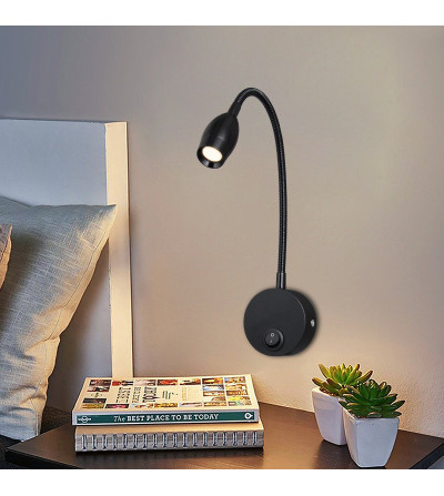 Lampka nocna do czytania Wobako Flexi czarna do sypialni kinkiet LED 3W