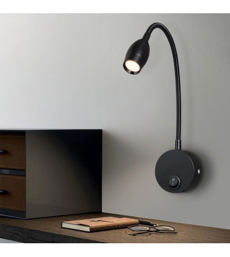 Flex lampka nocna do czytania Wobako Flexi czarna do sypialni kinkiet LED 3W