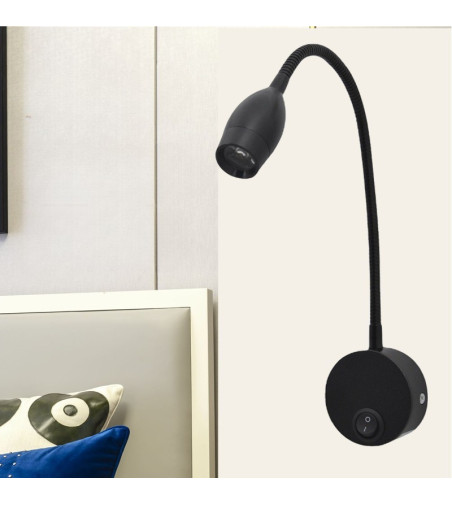 Flex lampka nocna do czytania Wobako Flexi czarna do sypialni kinkiet LED 3W
