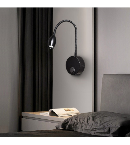 Flex lampka nocna do czytania Wobako Flexi czarna do sypialni kinkiet LED 3W