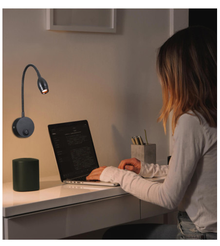 Flex lampka nocna do czytania Wobako Flexi czarna do sypialni kinkiet LED 3W