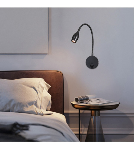 Flex lampka nocna do czytania Wobako Flexi czarna do sypialni kinkiet LED 3W