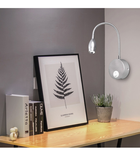 Flex lampka nocna do czytania Wobako Flexi srebrna do sypialni Kinkiet LED 3W