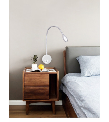 Flex lampka nocna do czytania Wobako Flexi srebrna do sypialni Kinkiet LED 3W