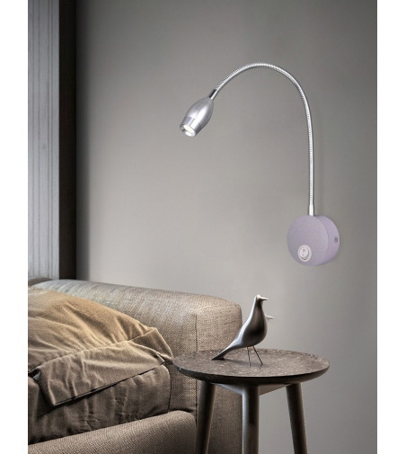 Flex lampka nocna do czytania Wobako Flexi srebrna do sypialni Kinkiet LED 3W