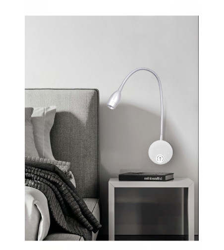 Flex lampka nocna do czytania Wobako Flexi srebrna do sypialni Kinkiet LED 3W