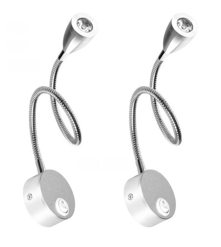 Flex stożek Lampka nocna do czytania Wobako Flexi srebrna do sypialni Kinkiet LED 3W