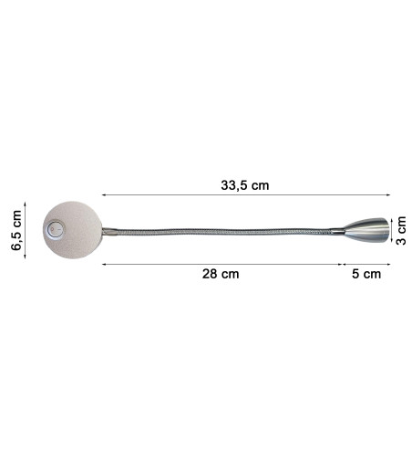 Flex stożek Lampka nocna do czytania Wobako Flexi srebrna do sypialni Kinkiet LED 3W