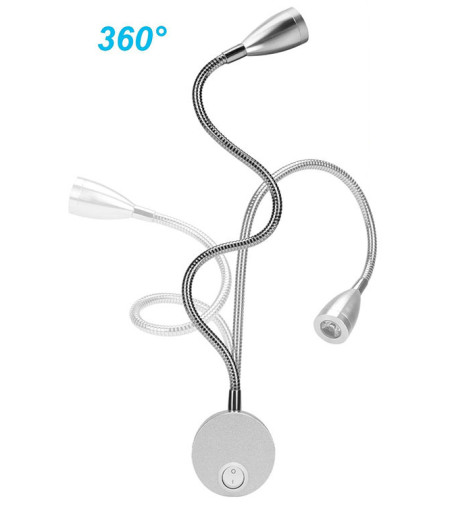 Flex stożek Lampka nocna do czytania Wobako Flexi srebrna do sypialni Kinkiet LED 3W