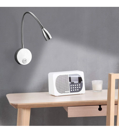 Flex stożek Lampka nocna do czytania Wobako Flexi srebrna do sypialni Kinkiet LED 3W