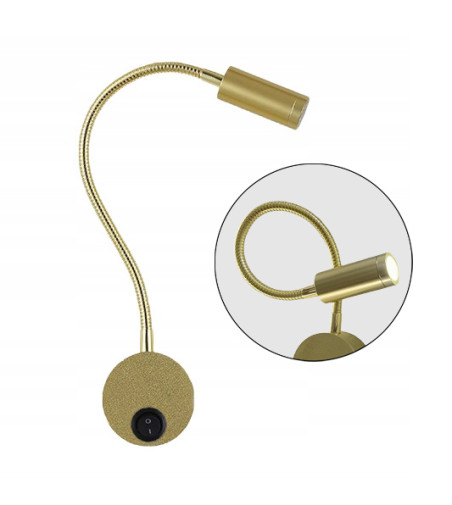 Flex złota lampka ścienna LED z włącznikiem NOCNA NAD ŁÓZKO
