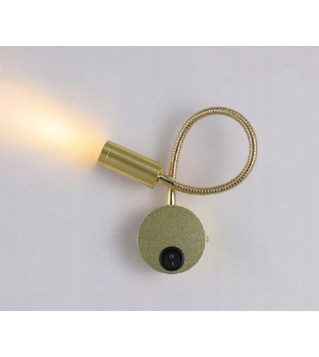 Flex złota lampka ścienna LED z włącznikiem NOCNA NAD ŁÓZKO