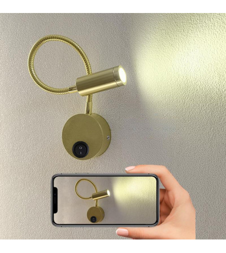 Flex złota lampka ścienna LED z włącznikiem NOCNA NAD ŁÓZKO