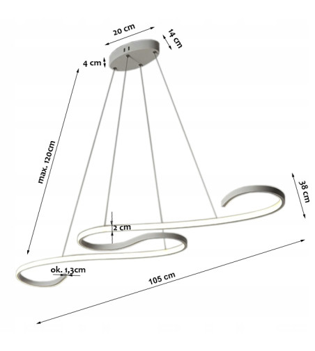 Długa LampaTwist - Futurystyczna lampa sufitowa LED 106cm