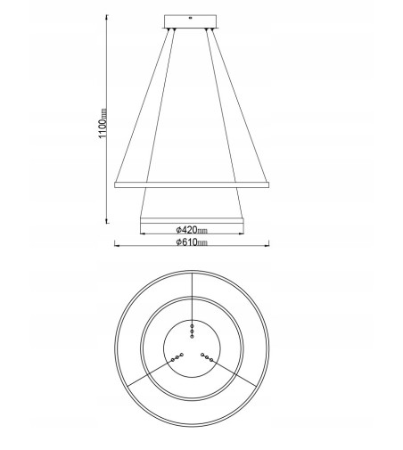Złoty Żyrandol LED Lampa Wisząca Silva II okręgi 40/60cm | Neutralna