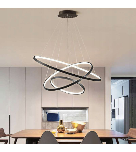 Czarna lampa wisząca LED ring Silva III okrągła 20/40/60cm