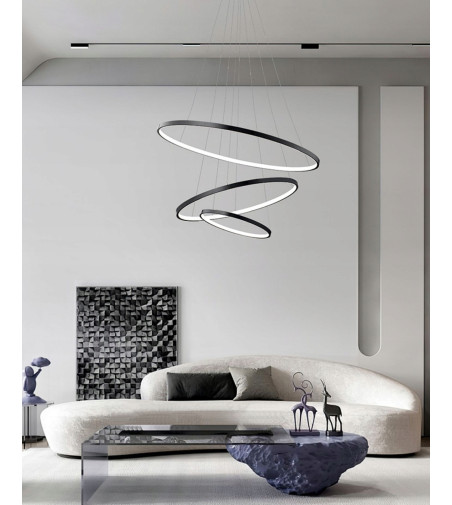 Czarna lampa wisząca LED ring Silva III okrągła 20/40/60cm