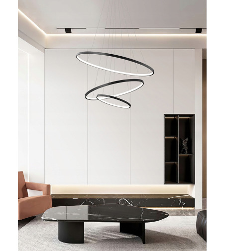 Czarna lampa wisząca LED ring Silva III okrągła 20/40/60cm