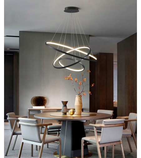 Czarna lampa wisząca LED ring Silva III okrągła 20/40/60cm