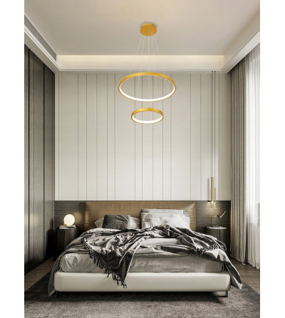 Lampa wisząca nowoczesny żyrandol SILVA ring 22/41cm okrąg modern LED złoty