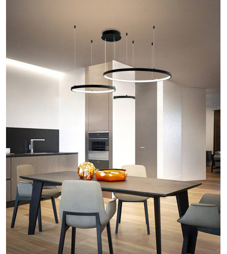 Silva EX III 60 czarny żyrandol lampa na linkach WOBAKO LED okręgi ring 20/40/60cm