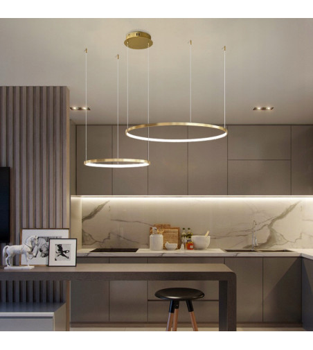 Piękne złote okręgi zwieszone na delikanych linkach Silva EX 40/60cm