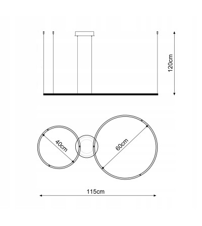 Żyrandol lampa WOBAKO LED okręgi ring 40/60cm nad stół do jadalni salonu