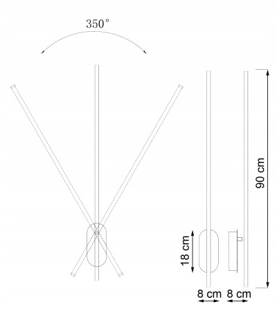 lampa ścienna kinkiet salon nad lustro TV obraz LED 90cm 12W