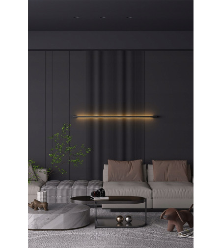 Czarna lampa ścienna LED NIKO 80 cm – nowoczesny kinkiet liniowy Wobako