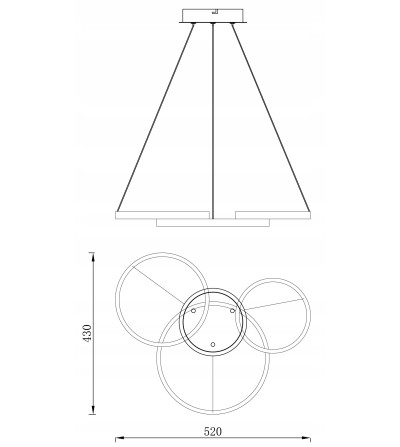 Nowoczesna minimalistyczna lampa wisząca ring 48cm potrójny okrąg