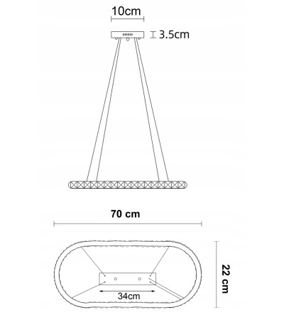 Lampa wisząca LED długa nad stół kryształowa 70cm żyrandol glamour PETRA WOBAKO