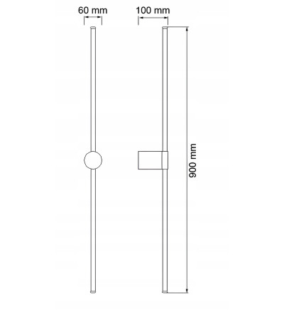 LIZBONA II DOT nowoczesna czarna lampa długa ścienna kinkiet LED 90cm