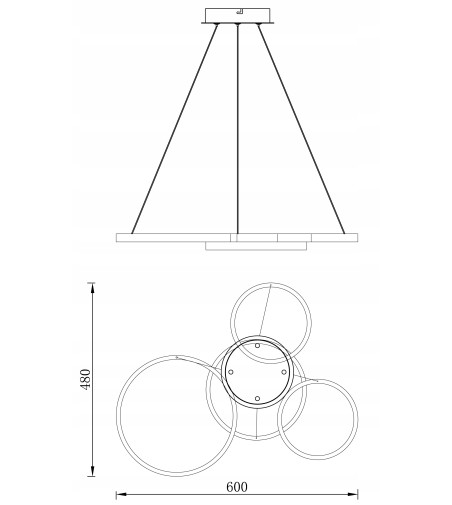 Oslo IV - Nowoczesna czarna lampa wisząca ring Smart Home Tuya