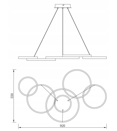 Lampa OSLO pilot okręgi ring żyrandol LED 92cmTuya