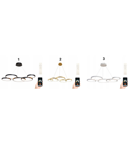 Złota lampa wisząca Oslo V LED – nowoczesny design z pilotem i aplikacją