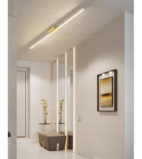 Złota lampa wisząca MONAKO FLAT 150 – liniowy styl i funkcjonalność